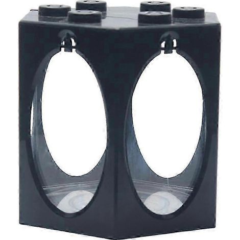 Fischglas-Set, stapelbares Aquarium-Dekor, DIY-Mikrolandschaft, Fischfutterbox, Tischdekoration-Round Black