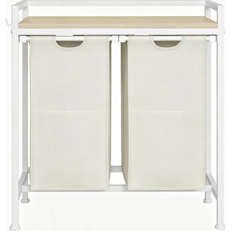 Support de rangement pour panier à linge élégant, organiseur pratique et multifonctionnel, étendoir à linge stable, porte-panier en métal, accessoire buanderie (sans panier inclus). (1/5)