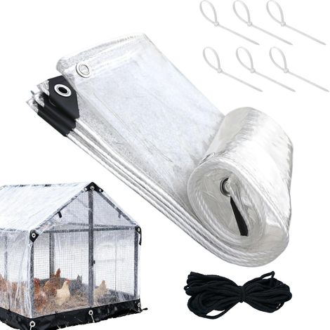 Housse De Protection pour Poulailler Bâche Transparente pour Enclos à Volailles avec Cordons - Housse Hivernale Isolante pour Poulailler,pour Les Volailles en Extérieur Jardin Arrière-Cour (1/5)