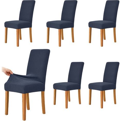 Fundas para sillas de comedor，Paquete de 6，Fundas para sillas，Fundas decorativas para asientos，Largo/Ancho/Alto: 38，48 / 38，48 / 47，58 cm (1/5)