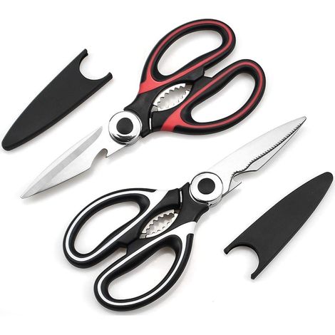 Hochwertige, professionelle Küchenschere aus Edelstahl mit Deckel – 2er-Set (1/5)
