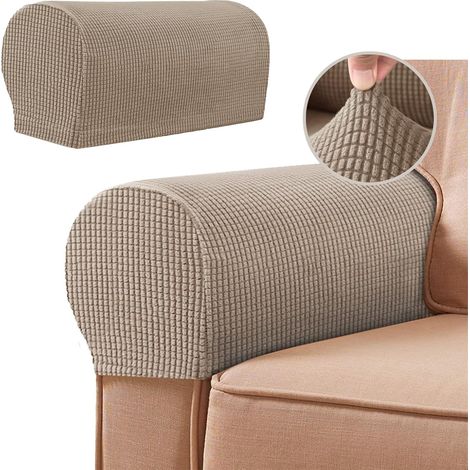 Lot de 2 protections accoudoir canapé, sable, imperméables, extensibles