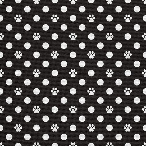 Tissu d'extérieur décoratif Oxford - motif pattes blanches et cercles sur fond noir (1/5)