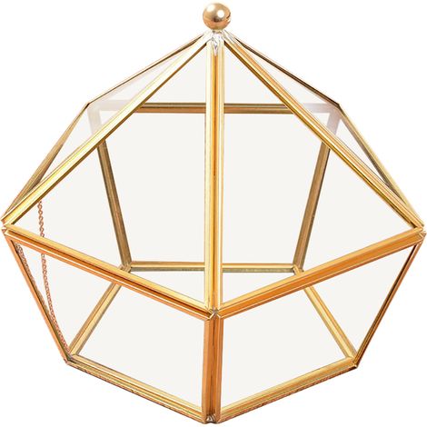 Boîte à bijoux en verre transparent pentagonale géométrique pour alliance, décoration intérieure chic (1/5)
