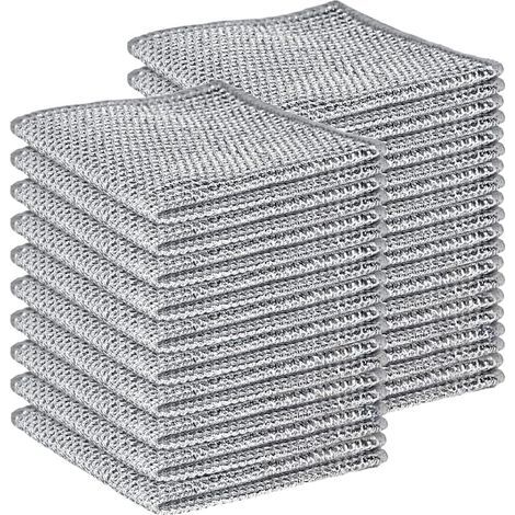 20 Pcs Chiffons de Nettoyage pour Vaisselle Torchon de Cuisine Multifonctionnel Chiffons à Vaisselle en Fil Métallique Double Couche Anti-Rayures Chiffon Lavette Réutilisable (1/5)