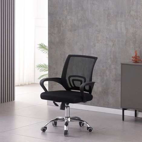 Chaise de bureau pivotante GATO, résille, accoudoirs, noire, TILT, à bascule (1/5)