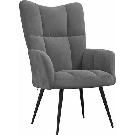 Fauteuil lounge en velours gris foncé (1/5)