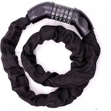 BEBUSINGOTO Candado para bicicleta con cadena y combinación de 5 dígitos, 97,2 cm, paquete de 1, negro (1/5)