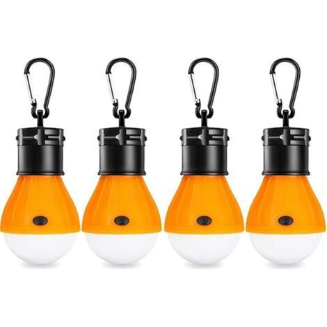 BUNTHAUS Lot de 4 lampes LED pour tente Crochet à clip Lumières d'urgence pour camping et randonnée Lampe portable pour camping, randonnée (orange) (1/5)