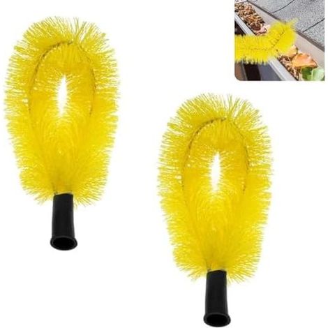 Set di 2 spazzole per grondaie, strumento per la pulizia di grondaie e tetti, per la pulizia di foglie, tetti, finestre, grondaie e lampadari, 36x15 cm (1/5)