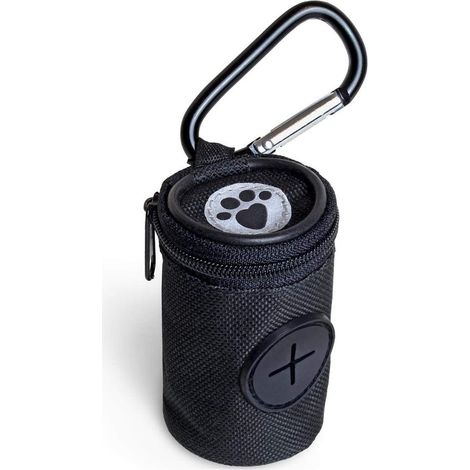 Set mit 2 Stoff-Hundekotbeutelhaltern, Hundekotbeutelhalter mit Karabinerhaken – Schwarz (1/3)