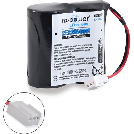 NX – Batterie pour alarme 7.2V 6.5Ah – Compatible avec modèles BATLI06 – Durée d'utilisation prolongée – Contrôle qualité ISO 9001