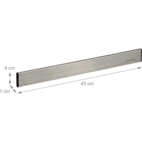 Barra portaoggetti magnetica dal design moderno 40 x 4 x 2 cm per uso in cucina e garage finitura opaca in metallo argentato 130013963