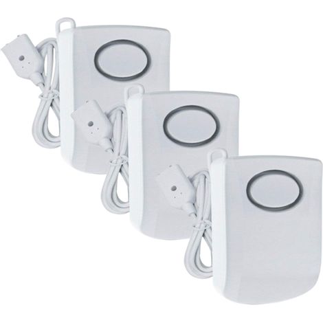 Lot 3 détecteurs fuite eau – Alarme 130 dB – Autonomes sur pile – Câble 100 cm – Pour pièces humides et électroménager