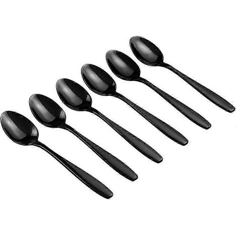 12 cuillères à café noires, petites cuillères en acier inoxydable (1/5)