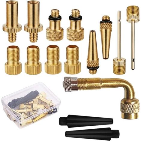 Adaptateur pompe à vélo en laiton - Kit adaptateur pour bicyclette - Embout de pompe à ballon, aiguille à ballon, buse pour jouets gonflables, accessoires de compresseur d'air (1/5)