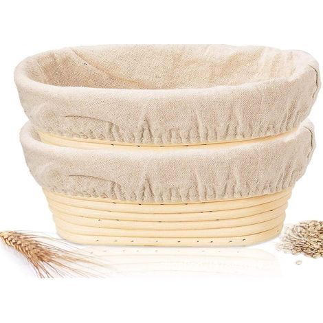 Lot 2 bannetons pain avec doublures, paniers fermentation levée pâte maison