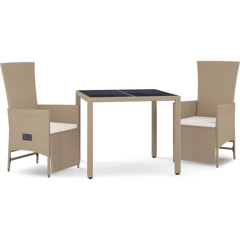 Maison Exclusive - 3-tlg. Garten-Essgruppe mit Kissen Beige Poly