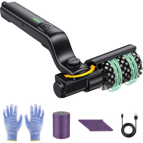 Brosse électrique rotative pour barbecue, compatible avec les barbecues d'extérieur, 3 vitesses, en acier inoxydable 304 sans poils détachables, autonomie de 90 minutes. (1/5)