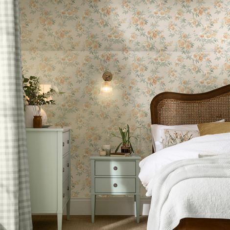 Papier peint intissé Laura Ashley fleurs Rosamund Apricot 1005 x 52cm Orange