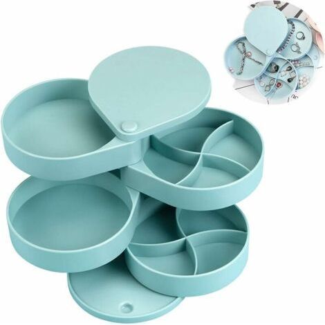 Boîte à Bijoux, Coffret à Bijoux de Voyage, Boîte à Bijoux Femme, Organisateur de Bijoux Portable, Rotation Petite Coffret Bijoux de Rangement, pour Colliers, Bagues, Bracelets (1/5)