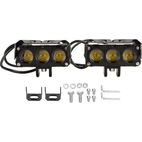 Paar LED-Motorradscheinwerfer, 3000 lm, 3 Linsen, zweifarbig, wasserdicht, Fern-/Abblendlicht, Motorrad-Arbeitsscheinwerfer, 12 bis 85 V (1/5)