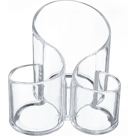 GDHZS- Organisateur de Maquillage /Cosmétique Pot de Rangement de Brosses Porte -stylo Pinceau 3 Compartiments Transparent (1/5)