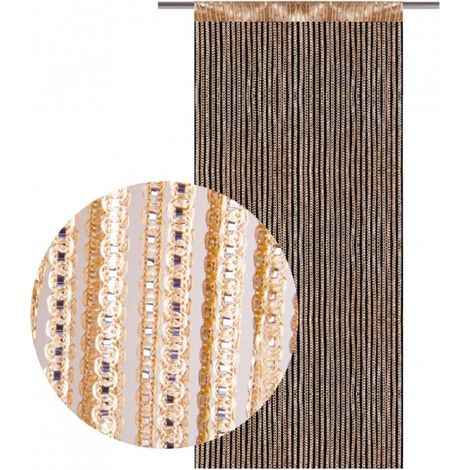 Rideau En Fil Métallique Frangé Or Argent 100x200cm Pour L'ameublement Des Fenêtres D'intérieur