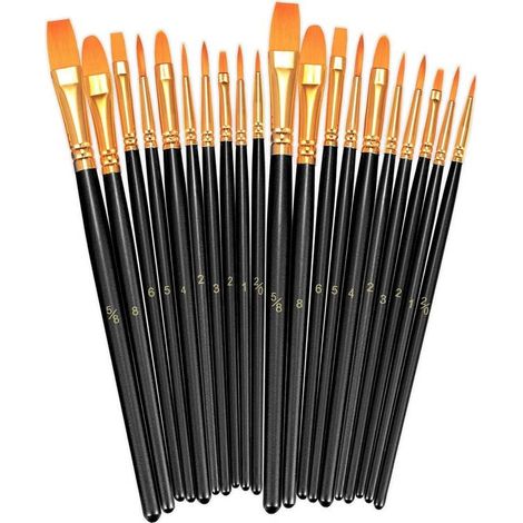 20er-Set Nylon-Malpinsel für verschiedene Techniken – Ideal für Acryl, Aquarell, Gouache, Ölmalerei und Graffiti