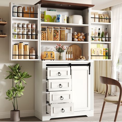 Küchenschrank mit 4 Schubladen und Stauraum MDF Weiß OKMYHOME (1/5)