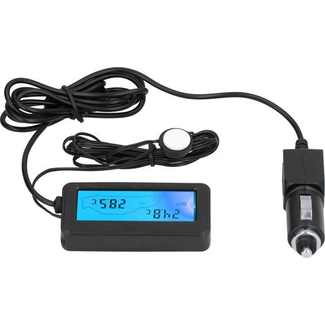 Mini-LCD-Digitalthermometer für Autos, 12 V DC – Innen/Außen – Blau (1/5)