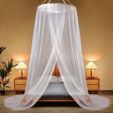 Baldacchino per letto con zanzariera, forma a cupola, ideale come decorazione per letti di bambini e adulti (bianco) 852801100 cm