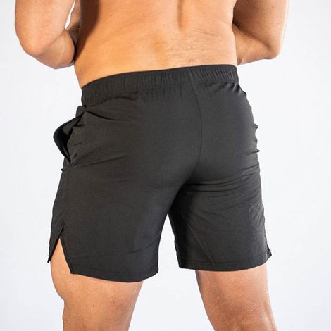 Short de sport homme respirant, séchage rapide, poche latérale et cordon ajustable - idéal pour running et fitness, couleur noir. (1/5)