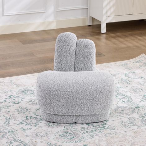 Pouf douillet en tissu à oreilles de lapin, tabouret rembourré fixe avec de jolies oreilles, sans espace de rangement, non amovible (1/5)