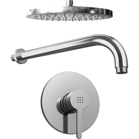 Set doccia cromato Miscelatore incasso Virna con braccio e soffione 20 cm (1/4)