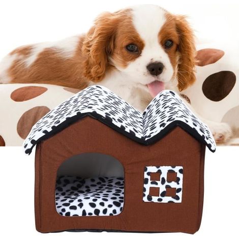 55x48x50cm Maison Double Pièce Pour Chien Coussin Doux Chat Arc haut de gamme lait vache Style animal chambre (1/3)
