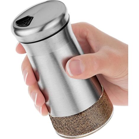 Salière ou poivrière avec trous de dosage réglables - Distributeur d'épices élégant en acier inoxydable, pour cuisine moderne, pratique et durable (1/5)