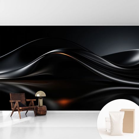 Papier peint intissé à motifs décoratifs pour salon chambre et bureau Décoration murale élégante avec colle Vagues métalliques 416x254 cm (1/5)