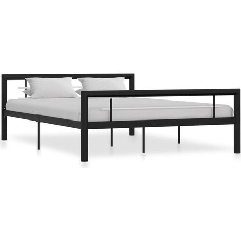 Estructura de cama sin colchón metal blanco y negro 120x200 cm vidaXL (1/5)