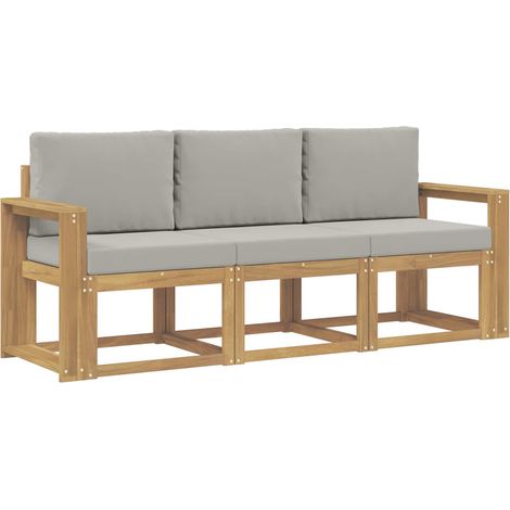 Set di divani da esterno 3 pcs Bianco e Grigio Chiaro vidaXL