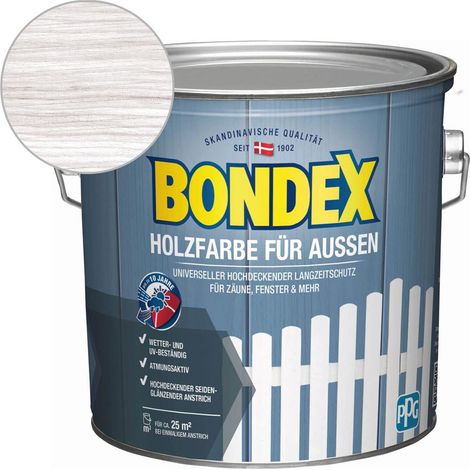 Bondex Holzfarbe für Aussen 2,5 l, weiß Holzschutzfarbe Holzschutz