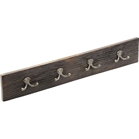 Maestro Vintage della barra con ganci, 610 X 105 mm ✓ legno di mango ✓ 4 Ganci Doppi ✓ stile vintage ✓ Decapato appendiabiti, appendiabiti, appendiabiti da parete parete Gancio Appendiabiti Gancio (1/4)