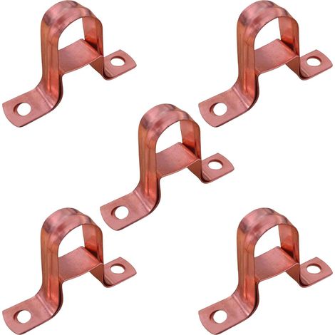 15mm Copper Pipe Saddle Clips with Spacer – Bag of 5  Copper Pipe Fixing Clamps for Plumbing Installations (1/3)