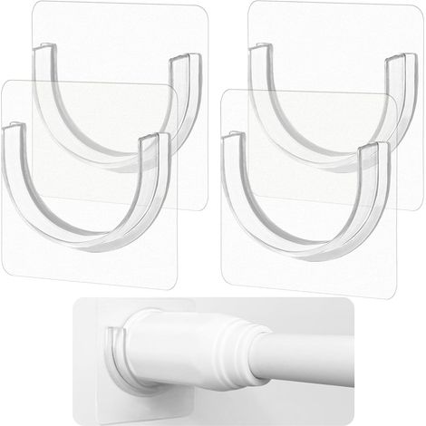 Lot de 4 supports de tringle de douche avec adhésif puissant, fixation murale sans perçage. (1/5)