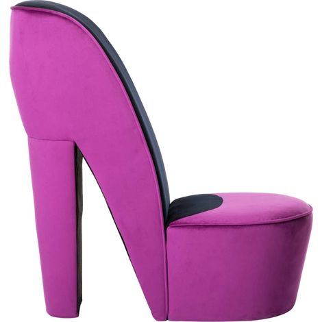 Chaise de salon,Chaise en forme de chaussure à talon haut Violet Velours CFW64459 (1/5)