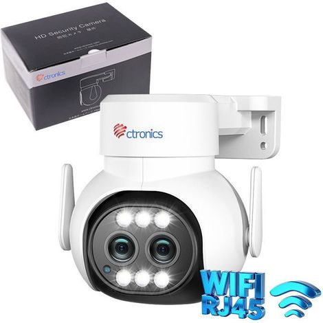 Ctronics 4MP Caméra Surveillance WiFi 2.4/5GHz, Double Objectif, Zoom Hybride 6X, Détection Humaine et suivi auto, Nocturne Couleur (1/5)