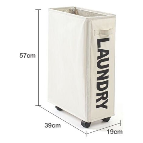 Panier à linge pliant de 42 litres - Beige avec 4 roues, collecteur de linge, bac à linge rectangulaire pour le rangement des vêtements à la maison (1/4)