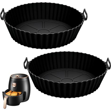 2 pezzi di stampo in silicone per friggitrice ad aria, accessori riutilizzabili in silicone per friggitrice ad aria da 20 cm, accessori rotondi per stampi in silicone per friggitrice ad aria, rivestim