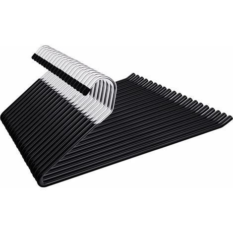 Lot de 20 cintres métalliques pour pantalons, antidérapants et ouverts, largeur 38 cm, noirs - Cintres robustes pour costumes et jeans, idéaux pour le rangement dans un placard. (1/5)