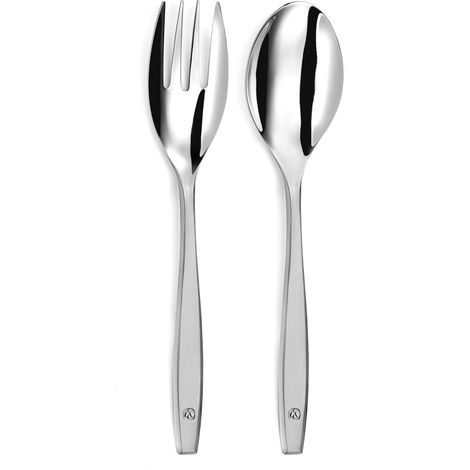 Figure satiné, 2 Couverts Service ou Couverts à Salade, Inox (1/3)
